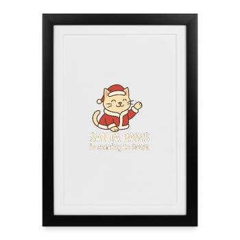 Santa Paws is coming to town – Christmas Cat - Framed poster (27 × 37 cm) - black - Front