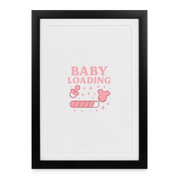Baby Loading Graphic – Pacifier & Diaper Stars - Framed poster (27 × 37 cm) - black - Front