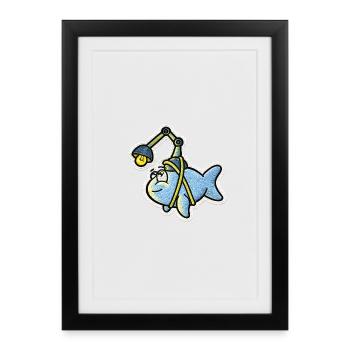 Poisson-lanterne - Affiche encadrée (27 × 37 cm) - noir - Devant