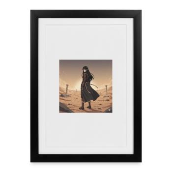 Guerrière des Dunes — Armure Noire - Affiche encadrée (27 × 37 cm) - noir - Devant