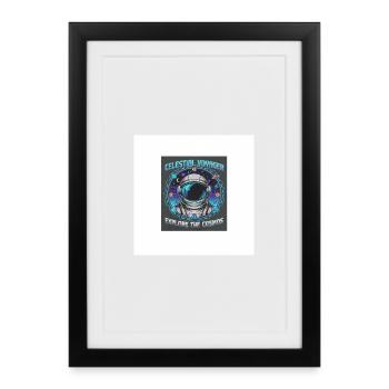Voyageur Céleste explore le cosmos - Affiche encadrée (27 × 37 cm) - noir - Devant