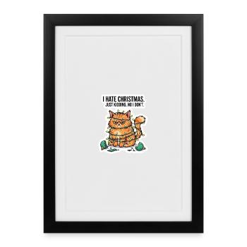 Cat in Christmas Lights Snark - Framed poster (27 × 37 cm) - black - Front