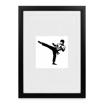 Kicking Silhouette Karate - Framed poster (27 × 37 cm) - black - Front