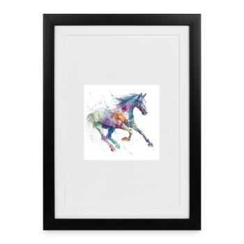 Vivid Watercolor Horse - Framed poster (27 × 37 cm) - black - Front