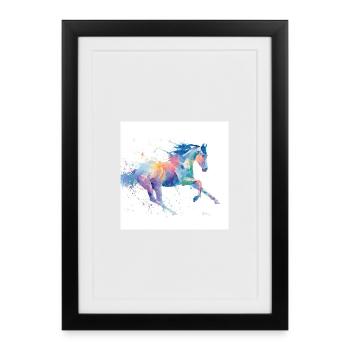 Rainbow Watercolor Gallop Horse - Framed poster (27 × 37 cm) - black - Front