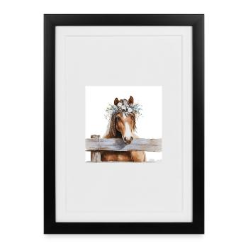 Floral Crowned Horse - Framed poster (27 × 37 cm) - black - Front