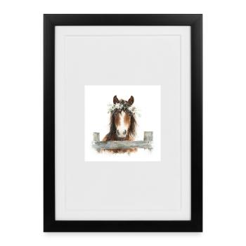 Floral Crowned Pony - Framed poster (27 × 37 cm) - black - Front