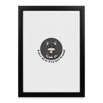 404 Chat : Chien non trouvé - Affiche encadrée (27 × 37 cm) - noir - Devant
