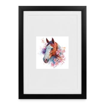 Aquarell Pferdeblüte - Gerahmtes Poster (27 × 37 cm) - Schwarz - Vorne
