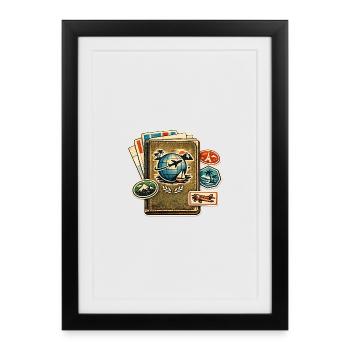 Collection d’autocollants Retro Travel Globe - Affiche encadrée (27 × 37 cm) - noir - Devant