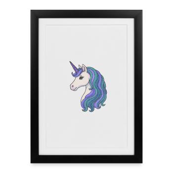 Portrait de crinière de licorne pastel - Affiche encadrée (27 × 37 cm) - noir - Devant