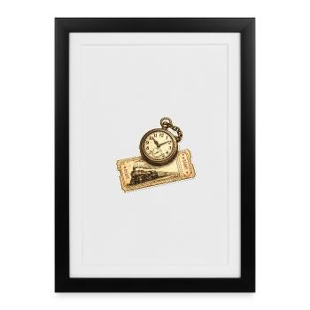 Historical Clock Locomotive - Framed poster (27 × 37 cm) - black - Front