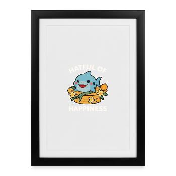 Cute shark in a lucky basket - Framed poster (27 × 37 cm) - black - Front