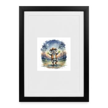 Mehni le cow-boy Koala - Affiche encadrée (27 × 37 cm) - noir - Devant