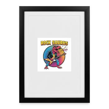 Rock Saurus Guitar Hero - Affiche encadrée (27 × 37 cm) - noir - Devant