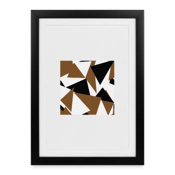 Brown Black Triangles Geometry - Framed poster (27 × 37 cm) - black - Front