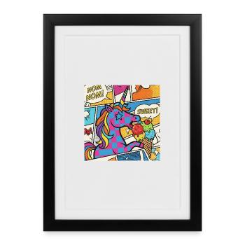 Unicorn Pop Art Delight Rainbow - Framed poster (27 × 37 cm) - black - Front