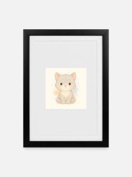 Kindermotiv_Kaetzchen - Framed poster (27 × 37 cm) - black