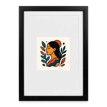 Portrait coloré avec feuillage - Affiche encadrée (27 × 37 cm) - noir - Devant