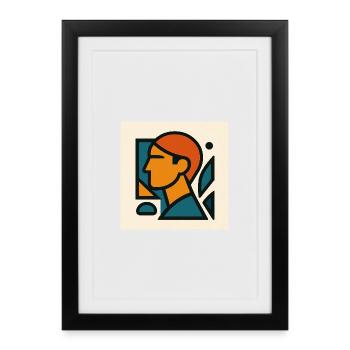 Blue Orange Geometric Portrait - Framed poster (27 × 37 cm) - black - Front