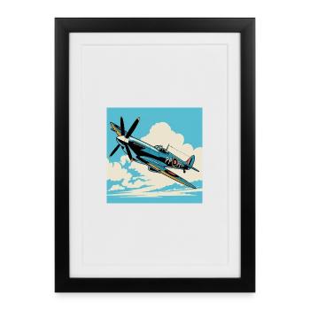 Art pop art vintage de spectacle aérien à hélices - Affiche encadrée (27 × 37 cm) - noir - Devant