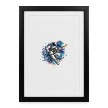 Space astronaut with bass guitar - Framed poster (27 × 37 cm) - black - Front