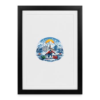 Milan winter adventure in the snow - Framed poster (27 × 37 cm) - black - Front