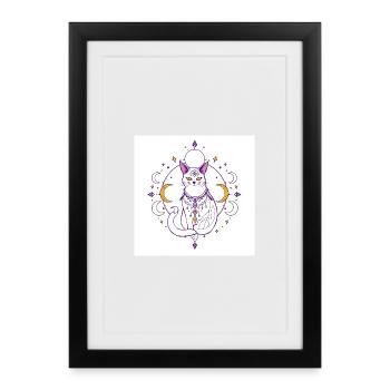 mystique-chat-lune-céleste-A - Affiche encadrée (27 × 37 cm) - noir - Devant