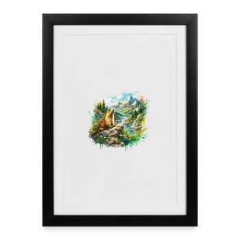 Marmot forest landscape - Framed poster (27 × 37 cm) - black - Front