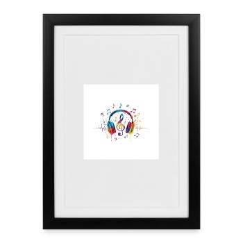 Conception musicale colorée pour casques - Affiche encadrée (27 × 37 cm) - noir - Devant