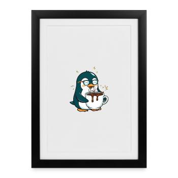 Koffein-Pinguin: Eiskalt & Hochgefahren - Framed poster (27 × 37 cm) - black - Front