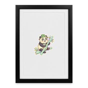 Panda on bamboo path - Framed poster (27 × 37 cm) - black - Front