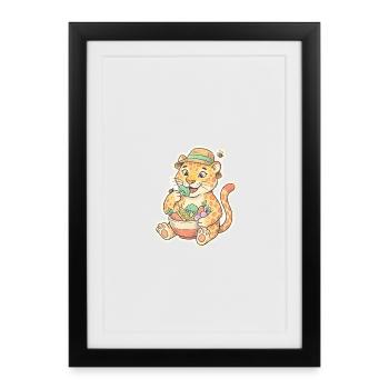 Leopard Kit with Vegetable Basket - Framed poster (27 × 37 cm) - black - Front