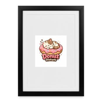 Donut Disturb – Cute Cat in Donut - Affiche encadrée (27 × 37 cm) - noir - Devant