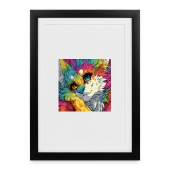 Rainbow Fur Cuddly Cat - Framed poster (27 × 37 cm) - black - Front