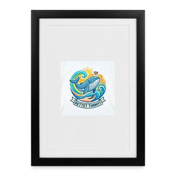 Sauvez Timmy : Les baleines dans les vagues de couleur - Affiche encadrée (27 × 37 cm) - noir - Devant