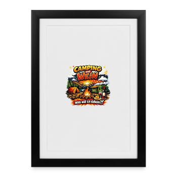 Camping und Wein Lagerfeuerabend - Gerahmtes Poster (27 × 37 cm) - Schwarz - Vorne