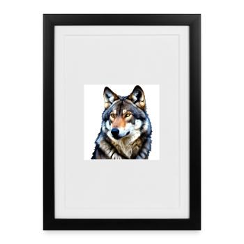 Portrait of a wolf with yellow eyes - Framed poster (27 × 37 cm) - black - Front