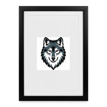 Emblème graphique du loup - Affiche encadrée (27 × 37 cm) - noir - Devant
