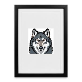 Wolf Illustrative Portrait - Framed poster (27 × 37 cm) - black - Front