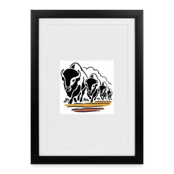 Horde de bisons en mouvement - Affiche encadrée (27 × 37 cm) - noir - Devant
