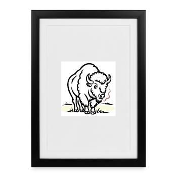 Bisons avec une cigarette dans le champ - Affiche encadrée (27 × 37 cm) - noir - Devant