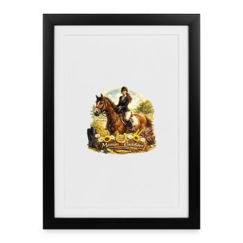 Maman Cavalier Équine et Fleurs - Affiche encadrée (27 × 37 cm) - noir - Devant