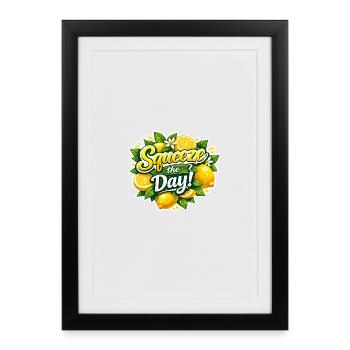Squeeze the Day Zitronen Design - Gerahmtes Poster (27 × 37 cm) - Schwarz - Vorne