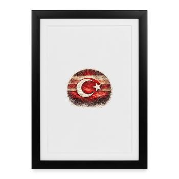 Drapeau turc du grunge - Affiche encadrée (27 × 37 cm) - noir - Devant