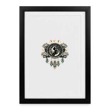 Déesse de la Lune Mandala Attrape-Rêves - Affiche encadrée (27 × 37 cm) - noir - Devant