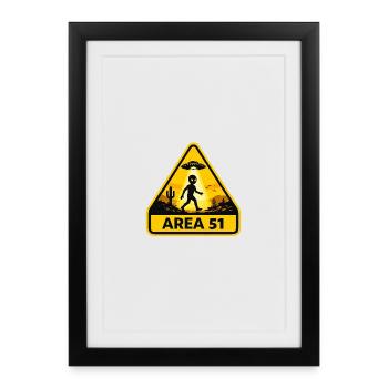 Panneau désertique d’OVNI de la Zone 51 - Affiche encadrée (27 × 37 cm) - noir - Devant