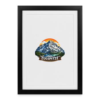 Zugspitze Alpen Panorama - Gerahmtes Poster (27 × 37 cm) - Schwarz - Vorne