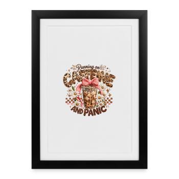 Kaffee Panik: Caffeine Run Morgenmuffel Schicht - Gerahmtes Poster (27 × 37 cm) - Schwarz - Vorne