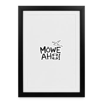Möwe Ahoy Nautik Sticker - Gerahmtes Poster (27 × 37 cm) - Schwarz - Vorne